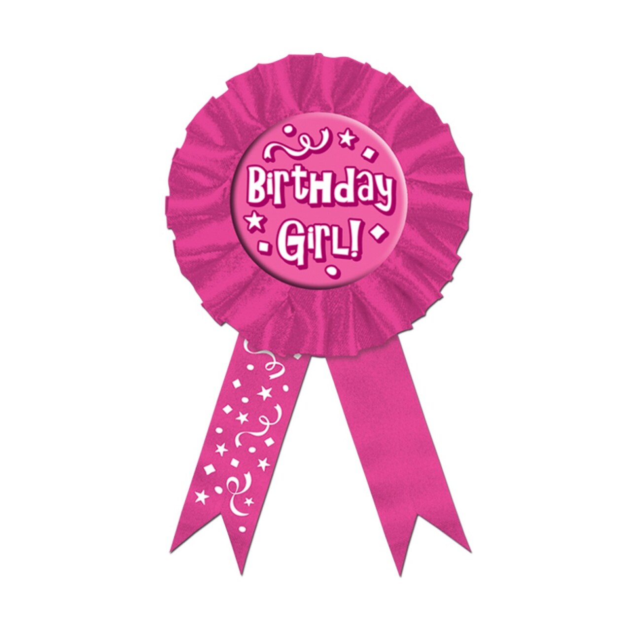 Party Central Pack of 6 Pink and White "Birthday Girl!" Award Ribbons Party Favors 6.5"